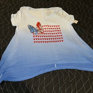 NWT Disney Parks boutique Minnie mouse flag ombré handkerchief women’s XS shirt